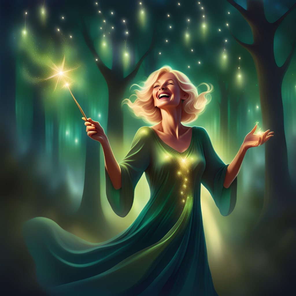 woman with magic wand